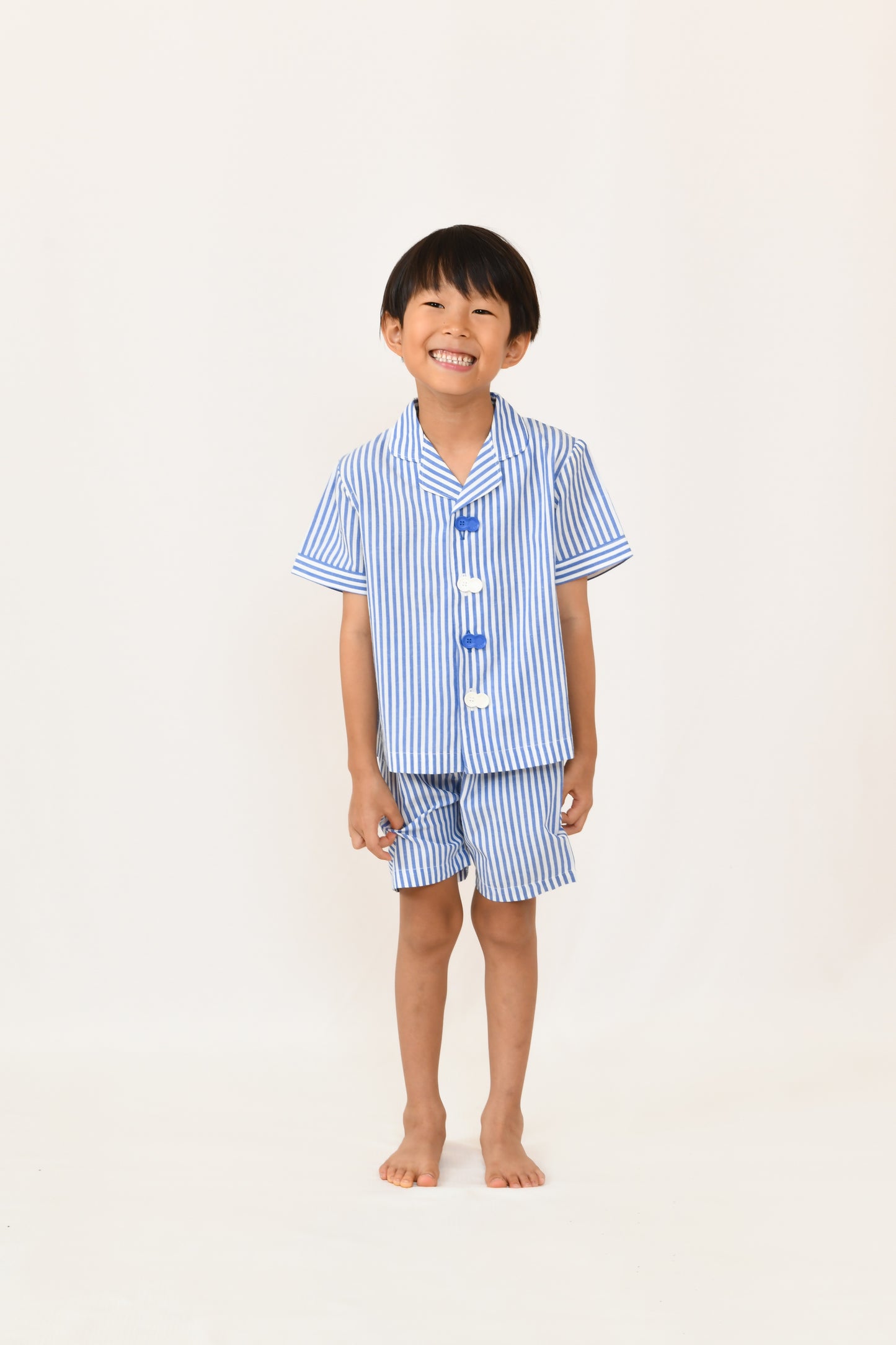 04 i do button ハーフスリーブナイトウェア（ストライプ）