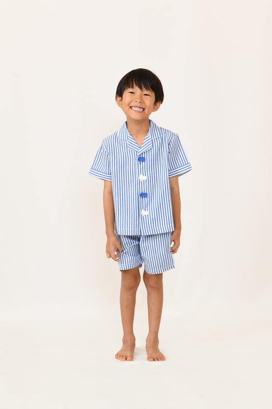 04 i do button ハーフスリーブナイトウェア（ストライプ）