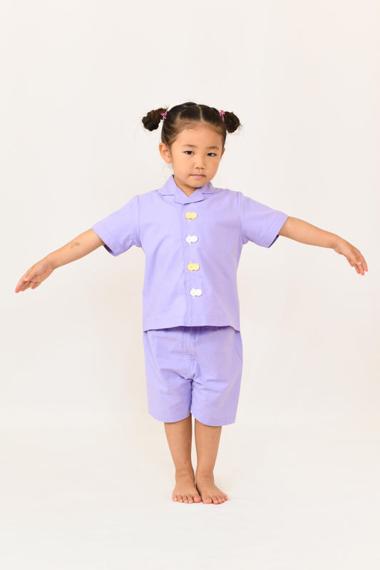 05 i do button ハーフスリーブナイトウェア（パープル）